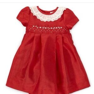 Edgehill Collection Ruffle Neck Short Sleeve Taffeta Dress 18M